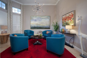 radial style interior design living room 